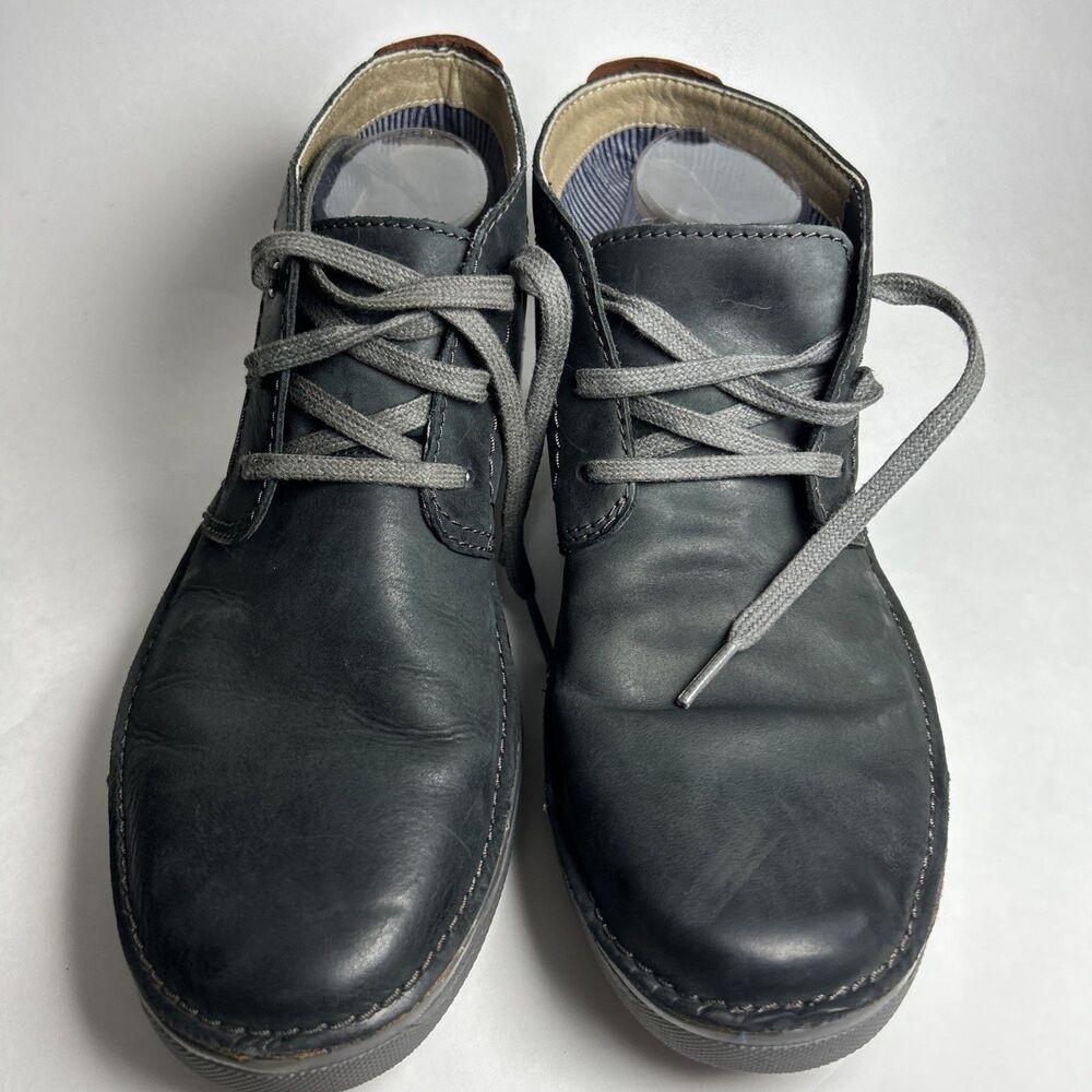 Clarks collection cushion soft chukka ankle boots gray leather casual men 8.5